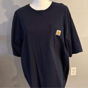 Carhartt Men's Navy Blue Pocket T-Shirt in Size Large Tall